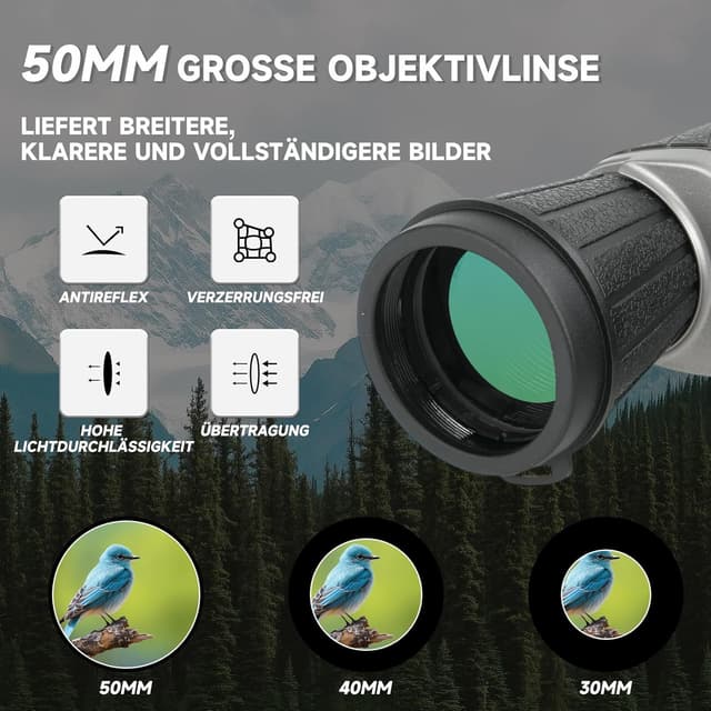 Detalle de BOSTRON 7x50 Fernglas für Erwachsene – kompakte Porro-Prismen, Dioptrienausgleich