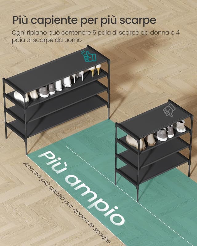 Detalle 2 de SONGMICS Scarpiera 4 ripiani 29,7x91,8x70,5 cm