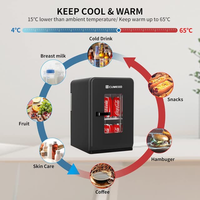 Detalle de Cumeod Mini Kühlschrank 15 Liter, 21 Dosen