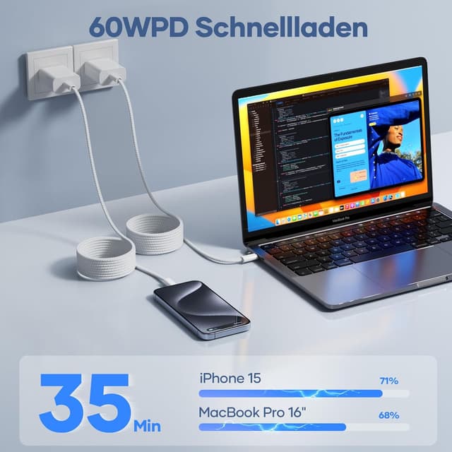 Detalle 2 de USB C Kabel 60W 1,8 m