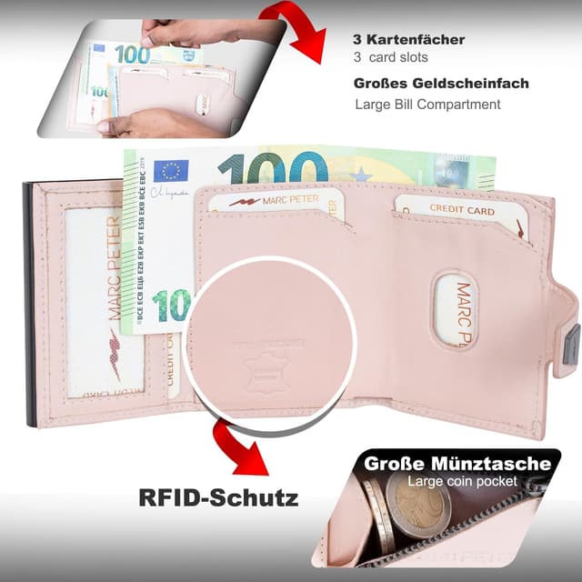 Thumbnail 1 de Marc Peter Geldbörse Herren Leder Portmonee 9,6×7×2 cm