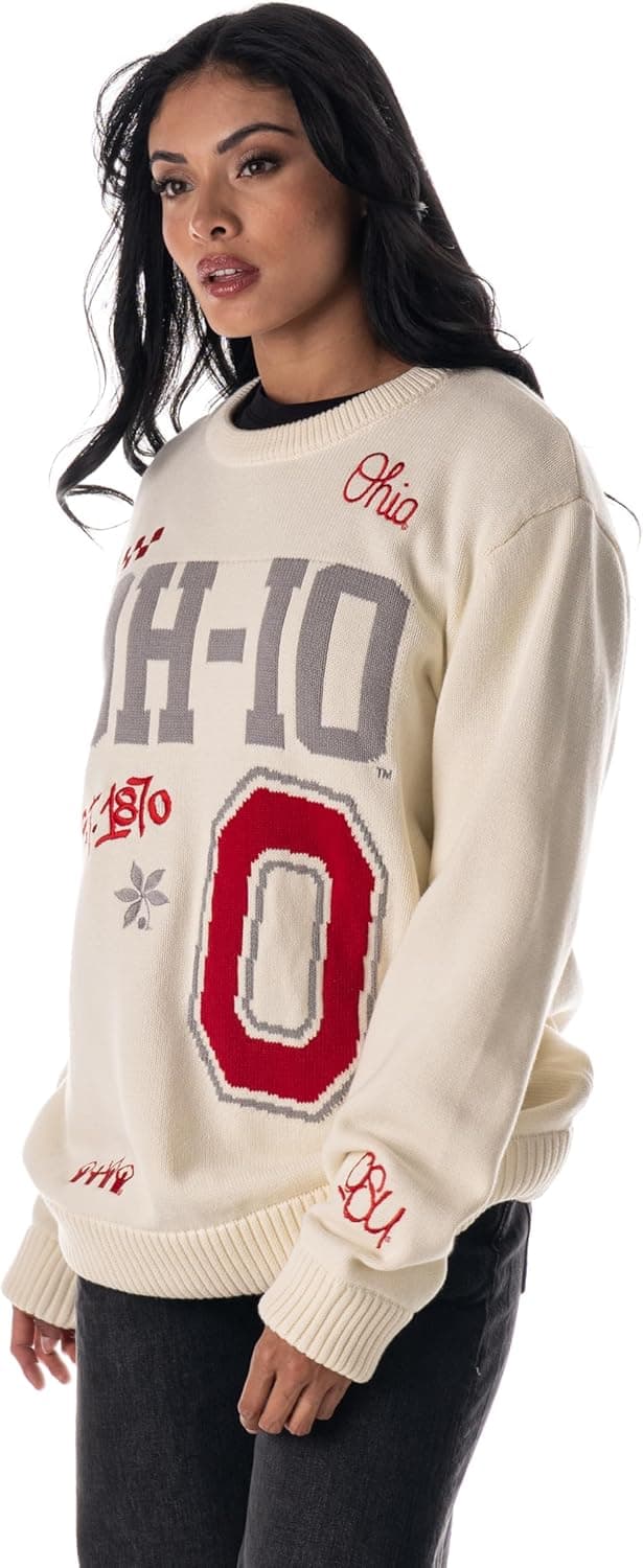 Detalle de The Wild Collective Unisex Ohio State All Over Jacquard Sweater