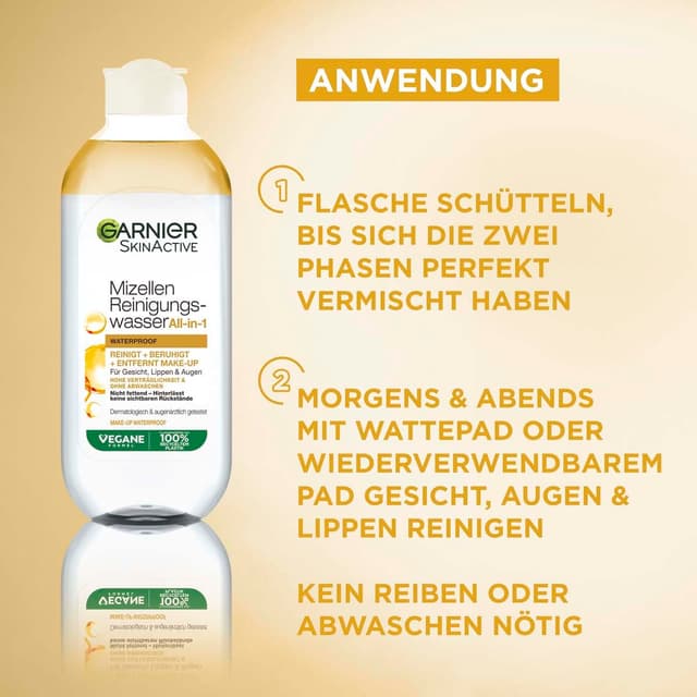 Detalle de Garnier Mizellen Reinigungswasser All-in-1 Waterproof Set (3er Pack) – zum Entfernen wasserfesten Make-ups