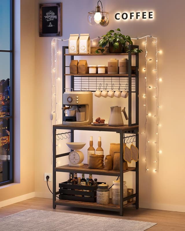 Detalle 2 de VASAGLE Estantería de Cocina con Toma de Corriente ⚡