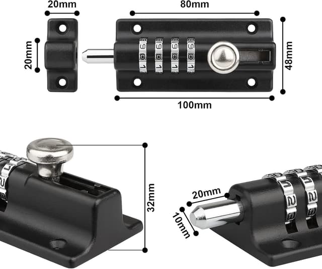 Detalle de Spopal 120mm combi bolt lock, 4 digit