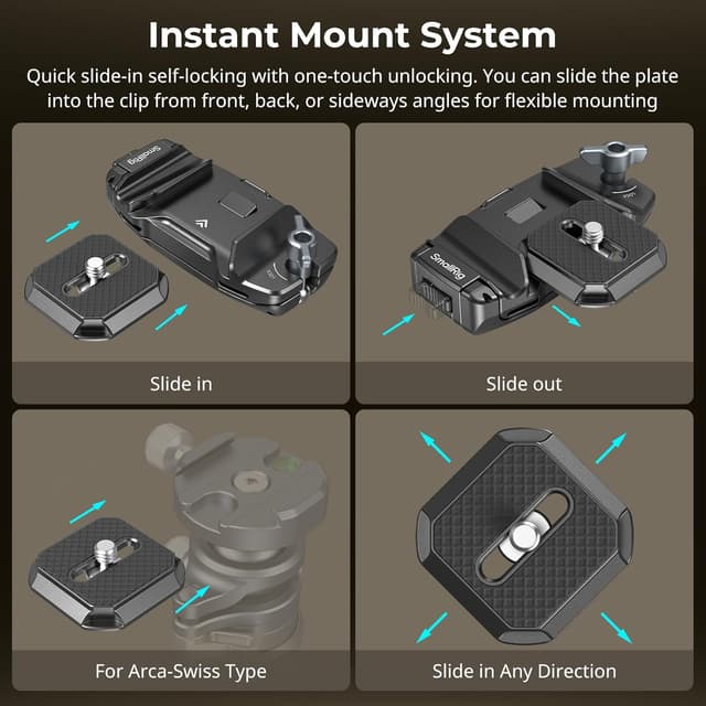 Detalle 2 de SMALLRIG Kameraclip mit Schnellwechselsystem 5053 – inkl. Platte fürs arca-Swiss Schnellwechsel-System