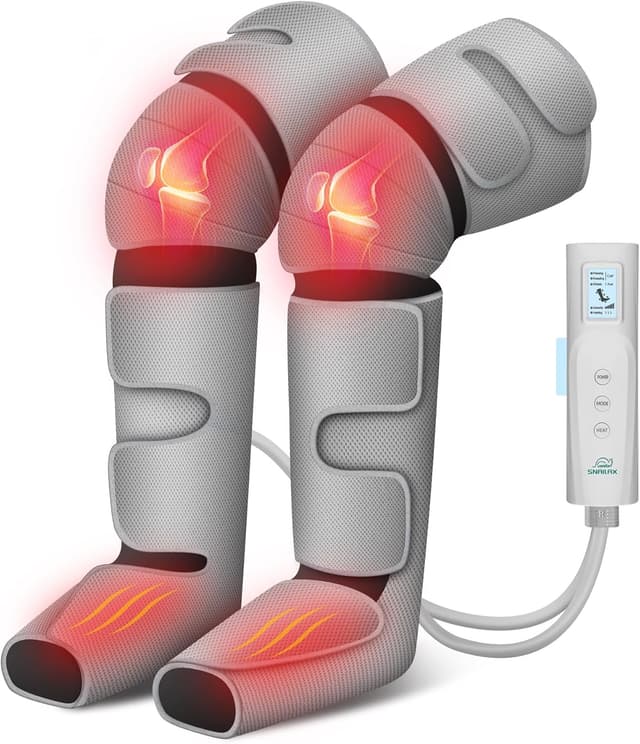 Detalle de Snailax leg massager machine with compression and heat (grey) for knee and calf relief