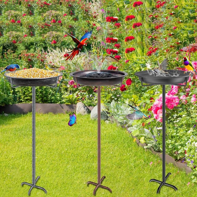 Thumbnail 5 de KHayRovies Bird Bath Outdoor Metal Stand