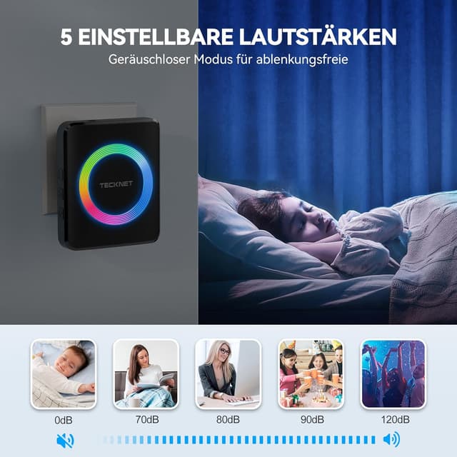 Thumbnail 4 de TECKNET Funkklingel Kabellos Set 400 m