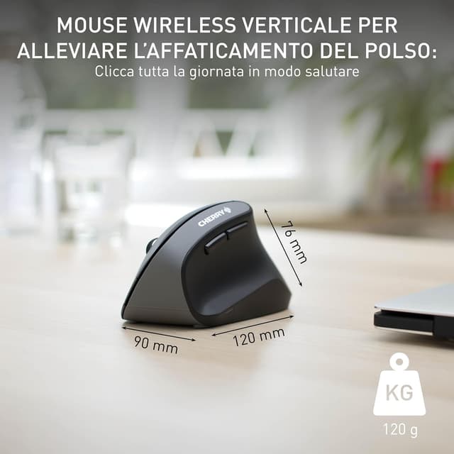 Detalle de CHERRY MW 4500 mouse ergonomico verticale wireless