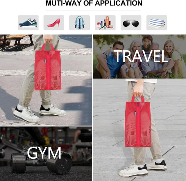 Detalle de Prezon Sac à Chaussures de Voyage en Maille TPU imperméable avec fermeture éclair YKK