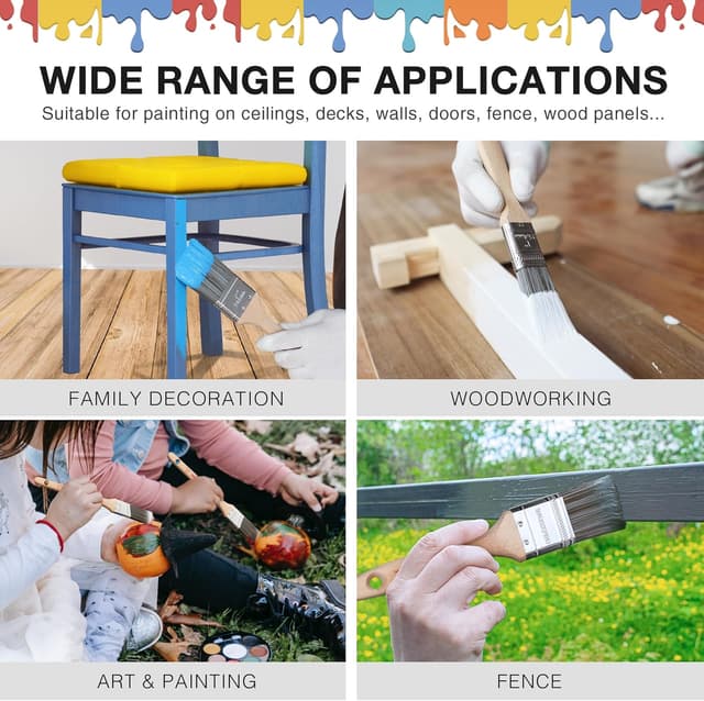 Thumbnail 6 de WORKPRO 4-Piece Professional Paint Brush Set (25 mm, 38 mm, 50 mm) for Walls, Ceilings & Staining