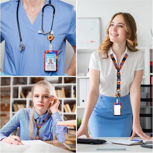 Thumbnail 6 de Ausweishülle mit Band Sonnenblume 2 – ID Badge Holder Breakaway mit einziehbarer Badge Reel