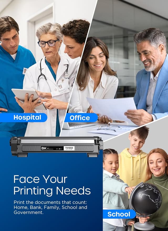 Detalle 2 de Timink TN1050 (TN-1050) compatible black toner cartridge – 2 pack for Brother TN1050 printers