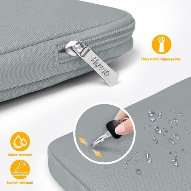 Detalle 2 de HYZUO 15–16 Zoll Laptophülle-Set mit Schutzhülle und Zubehörtasche, Stein Grau