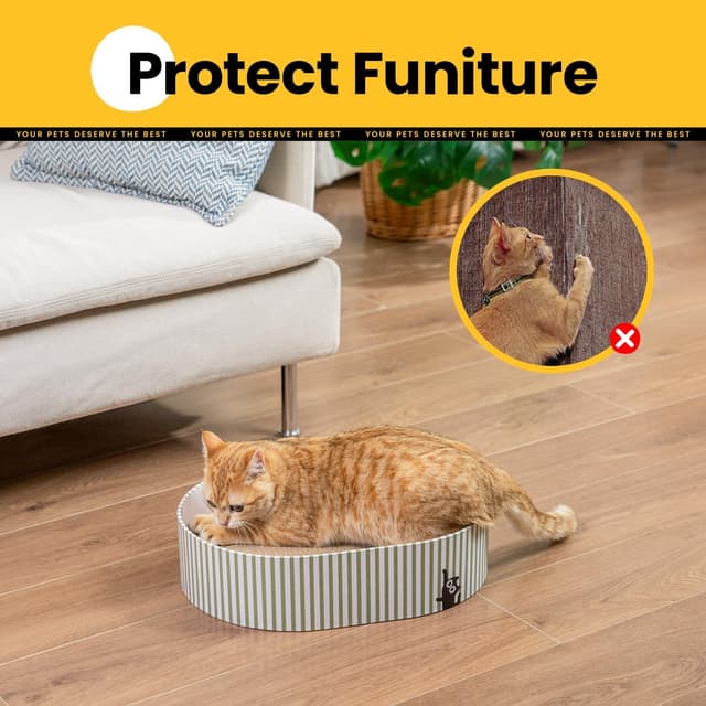 Detalle de Conlun Kratzbrett Katze – Kratzbox mit 4 doppelseitigen Kratzpappen, Wellpappe zum Kratzen und Ausruhen (Groß)