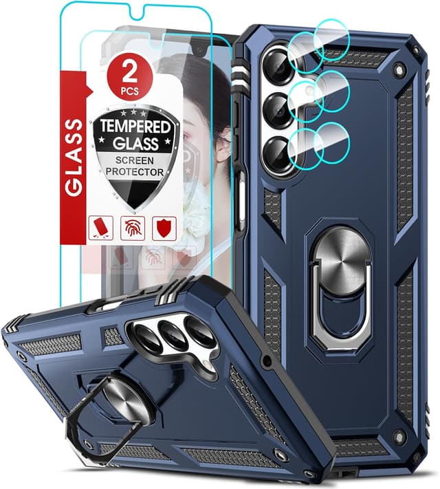 Detalle de LeYi Samsung Galaxy A16 4G/5G Case with Ring Holder & Dual Protection (Blue)