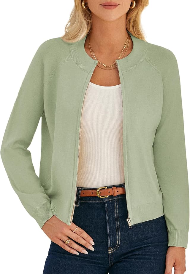 Thumbnail 5 de GRACE KARIN Long Sleeve Zip-Up Cardigan Sweater