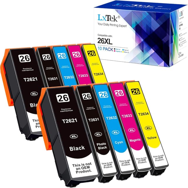 Detalle de LxTek 26XL Compatible Replacement Ink Cartridges Multipack (10 cartridges)