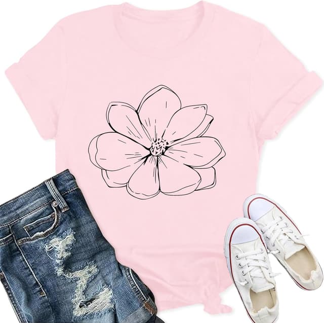 Detalle de Qskall women’s magnolia floral print T-shirt (soft breathable jersey blend)