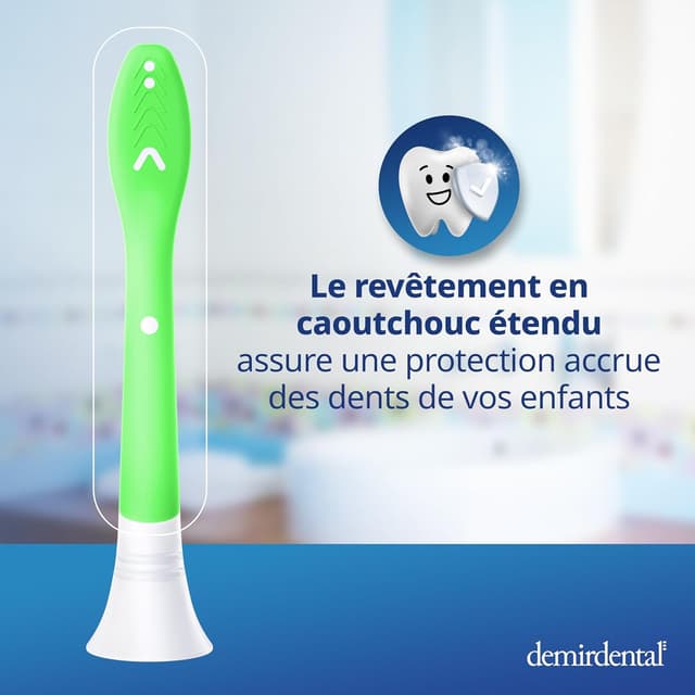 Detalle de Têtes de brosse demirdental pour Philips Sonicare Kids (7-10 ans) – lot de 8, vert