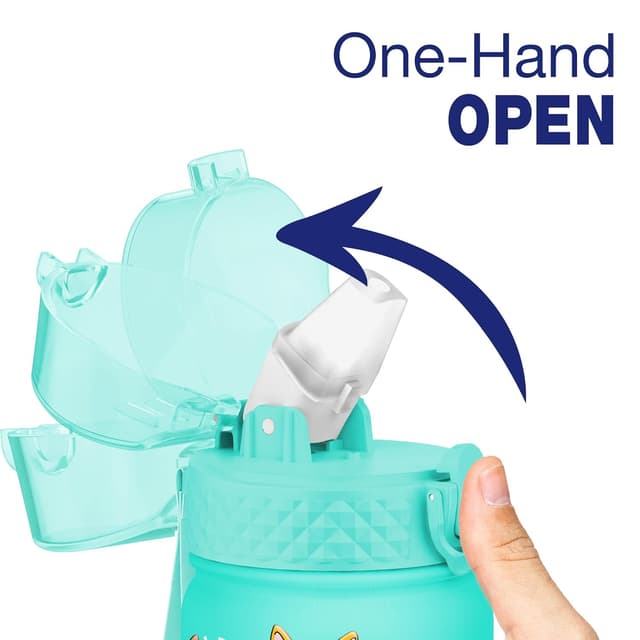 Detalle de GOPPUS Kinder-Trinkflasche 550 ml aus Edelstahl mit Strohhalm, auslaufsicherem Deckel (BPA-frei)