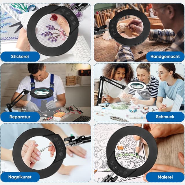 Thumbnail 4 de mandland 10X Lupe mit Licht und Klemme 4,3"