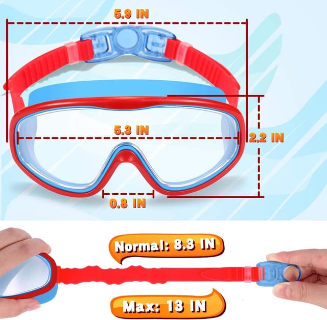 Detalle de EasYoung 2-Pack Kids Swim Goggles (Ages 3–15) – Wide Vision, Anti-Fog & UV Protection