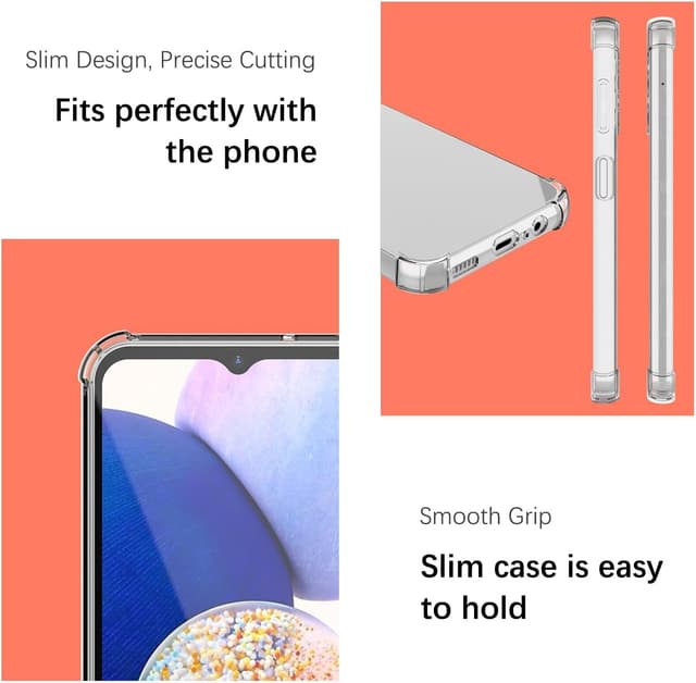 Detalle de ChoosEU transparente Hülle für Samsung Galaxy S24 FE 5G – weiches TPU/Silikon Case mit Luftpolster-Ecken und Herzmotiv