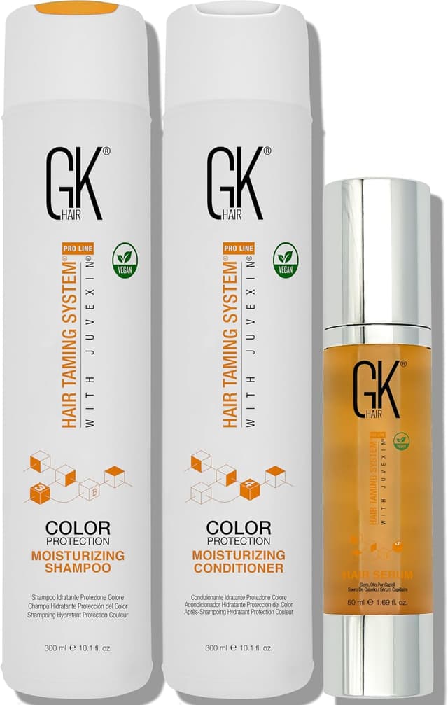 Detalle de Set GK Hair Global Keratin Moisturizing Shampoo e Conditioner con siero all’olio di argan anti-crespo