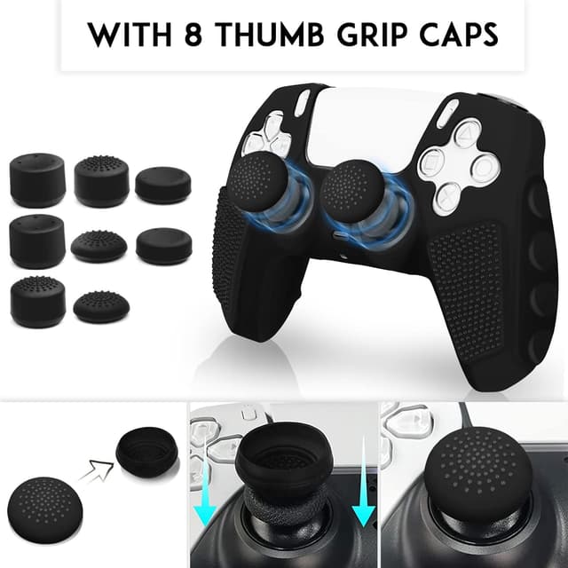 Thumbnail 6 de SIKEMAY Anti-Slip PS5 Controller Skin (2-Pack) with 8 Thumb Grip Caps