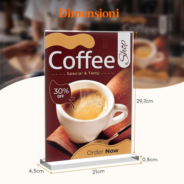 Detalle 2 de Lifewit 6 espositori porta depliant A4 in acrilico con cornice foto (formato T), 30 x 21 cm