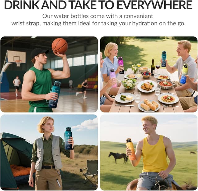 Thumbnail 6 de Motswedi borraccia 1500 ml motivazionale con cannuccia, senza BPA