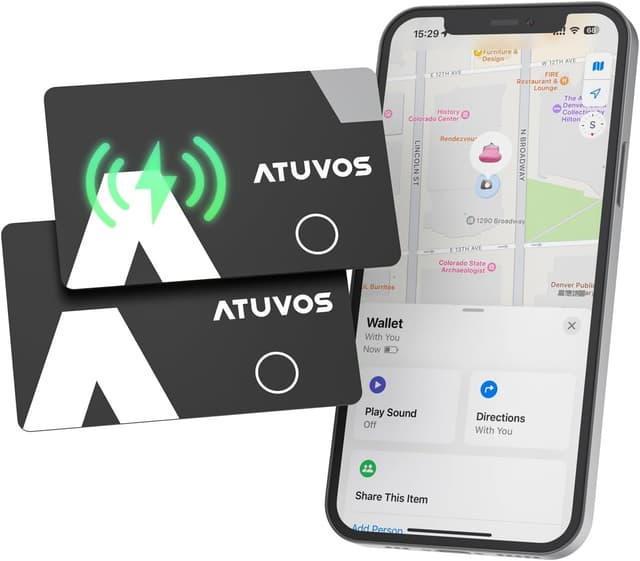 Detalle de ATUVOS Air Tag Card ricaricabile (1,6 mm) tracker per portafoglio, 2 pezzi compatibile con Apple Dov’è