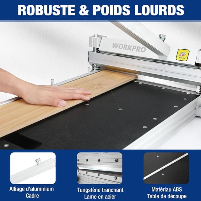 Detalle 2 de WORKPRO Coupe-sol stratifié avec angle de précision – coupe parquet/vinyle jusqu’à 340 mm