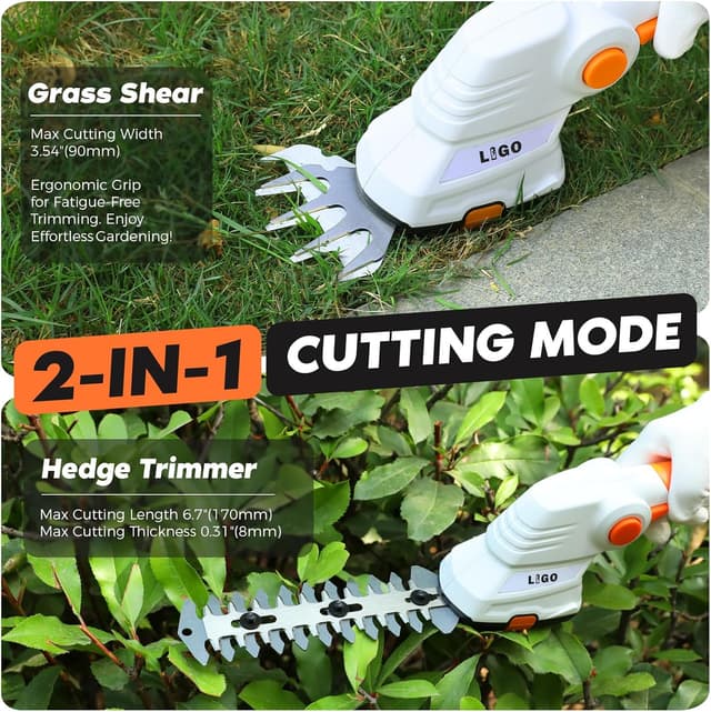 Detalle de LIGO Cordless Grass Shear and Shrub Trimmer 2-in-1 (7.2V) – lightweight cordless lawn edger and hedge clipper
