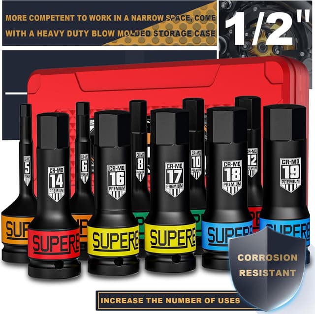 Thumbnail 6 de KIRXST Set 10 bussole esagonali 1/2" 5–19 mm 🛠