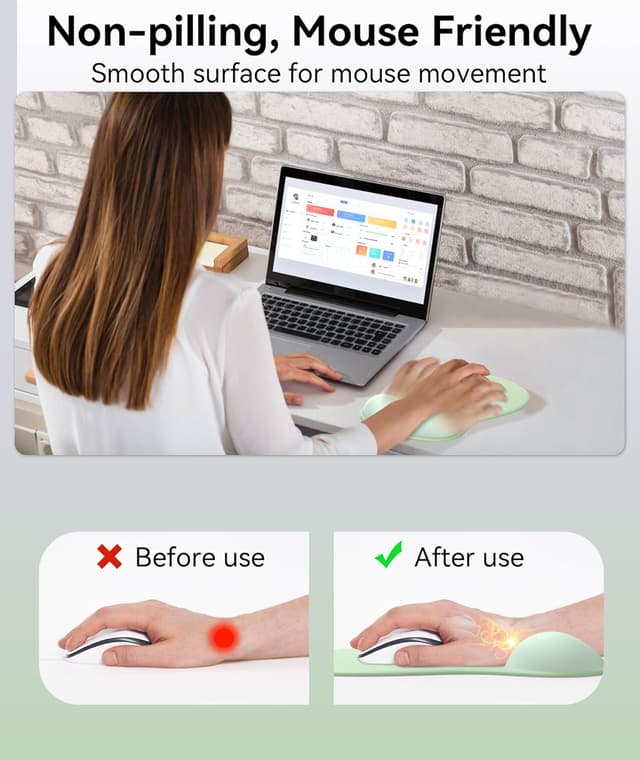 Detalle de Giecy Gel Wrist Rest Mouse Pad for Laptop & Office Use (Green)