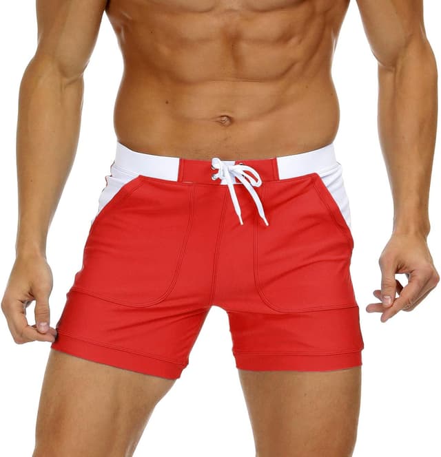 Detalle de KEFITEVD Men’s Quick Dry Swimming Shorts (YK016) – stretch beach and gym trunks with adjustable drawstring