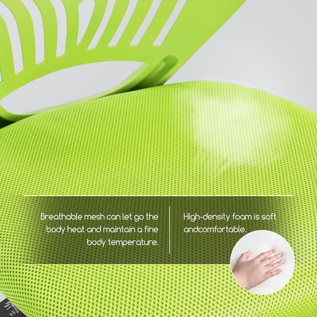 Detalle de Yaheetech sedia ufficio girevole senza braccioli in rete traspirante, altezza regolabile (portata 136 kg) verde