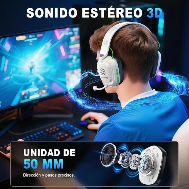 Detalle 2 de Skapendy VK84 Cascos gaming Bluetooth 5.4 50 mm