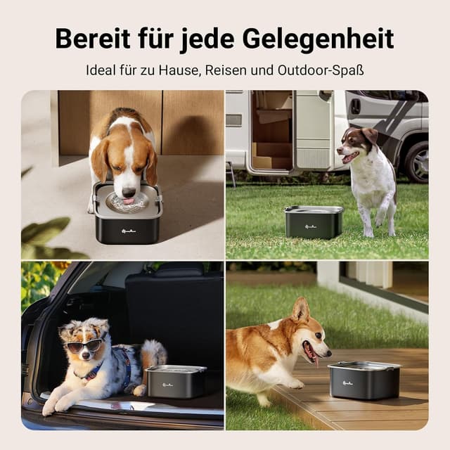 Thumbnail 6 de DownyPaws Wassernapf für kleine & mittlere Hunde (ohne Sabbern), 3 L, 304 Edelstahl – Anti-Tropf, schwarz
