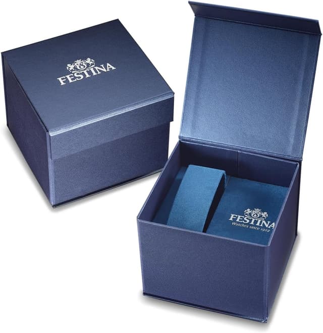 Detalle de Festina Timeless Chronograph F20560/4 para hombre: cronógrafo analógico de acero 316L y 10 ATM