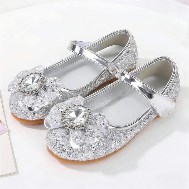 Detalle de FStory&Winyee Mädchen Prinzessin-Sandalen mit Glitzer, Kristall-Optik & Elsa-Brosche (Zubehör für Kostüm, Karneval & Party)