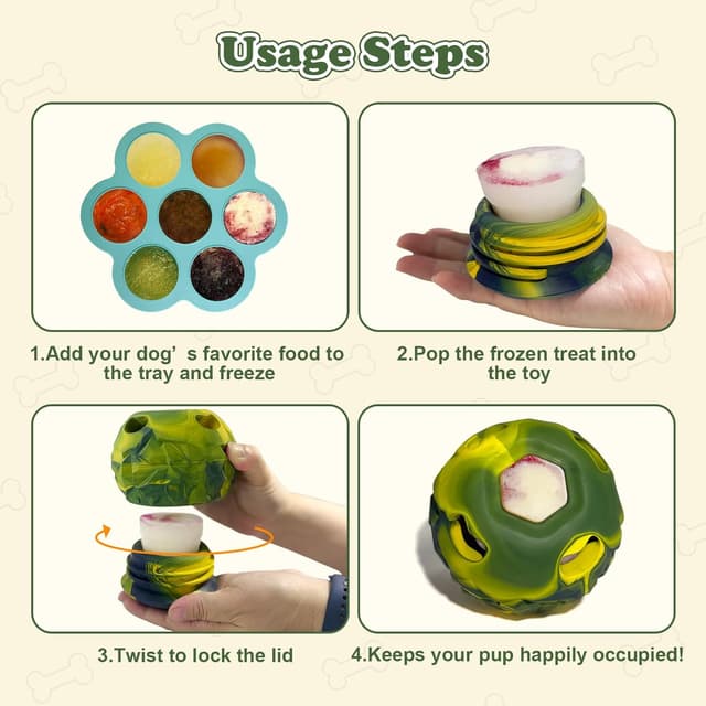 Detalle 2 de Freezeball Dog Toys 5-in-1 frozen treat puzzle for large dogs (Green, Small)