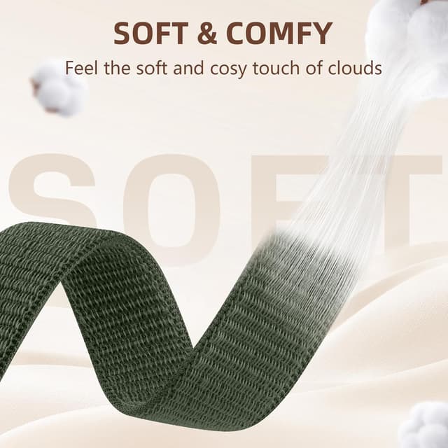 Detalle de CeMiKa Nylon Loop Strap for Apple Watch (Nylon Sport Soft Breathable Band) – Army Green