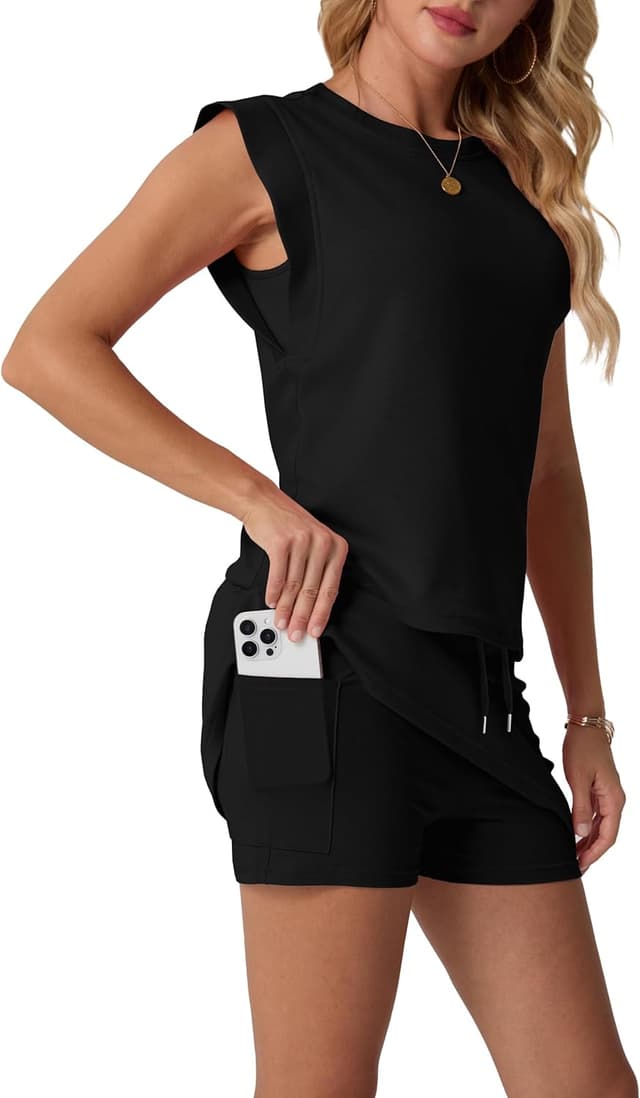 Thumbnail 2 de GRECERELLE 2026 Women’s Summer 2-Piece Skort Set (Cap Sleeve Top & Tennis Skirt with Pockets)