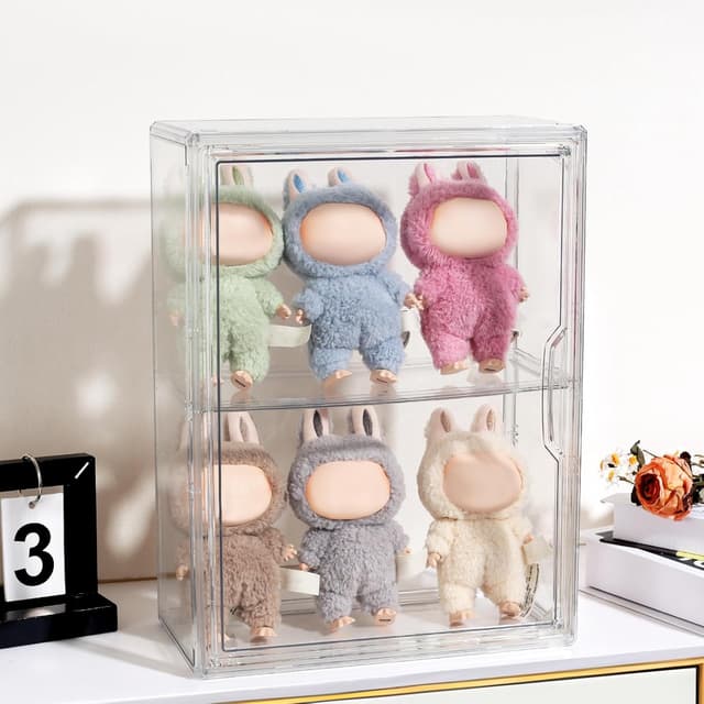 Thumbnail 6 de Wollibao 2-Pack Acrylic Display Case Compatible with Labubu POP MART (Clear Box Shelf)