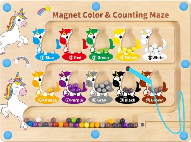 Thumbnail 6 de HONGID Dinosaur Toys Magnetic Color and Number Maze Montessori Learning Board for Ages 2–5