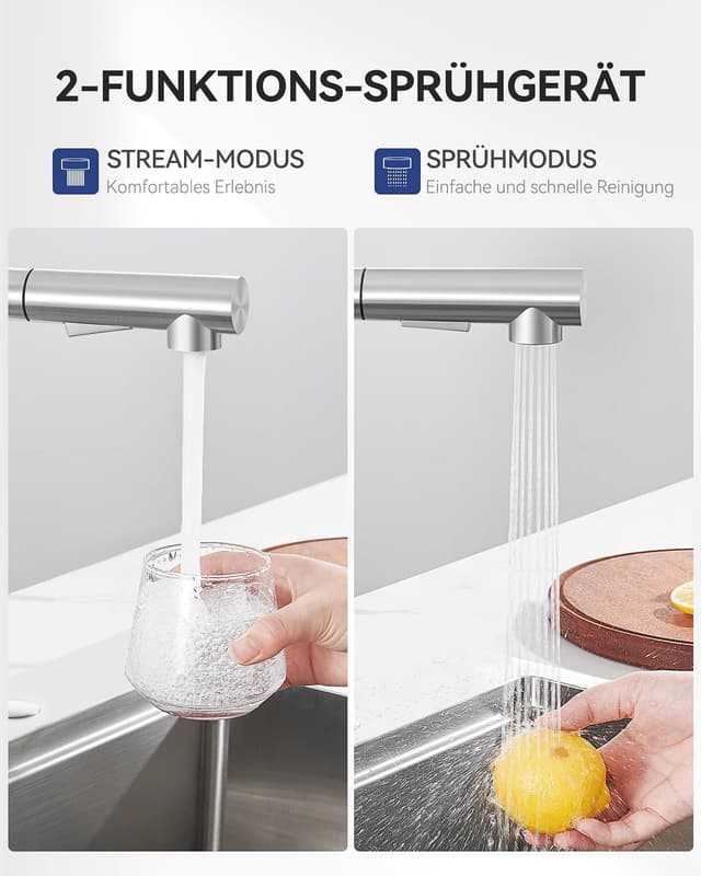 Detalle 2 de Sofetiy Küchenarmatur Ausziehbar Edelstahl 360°